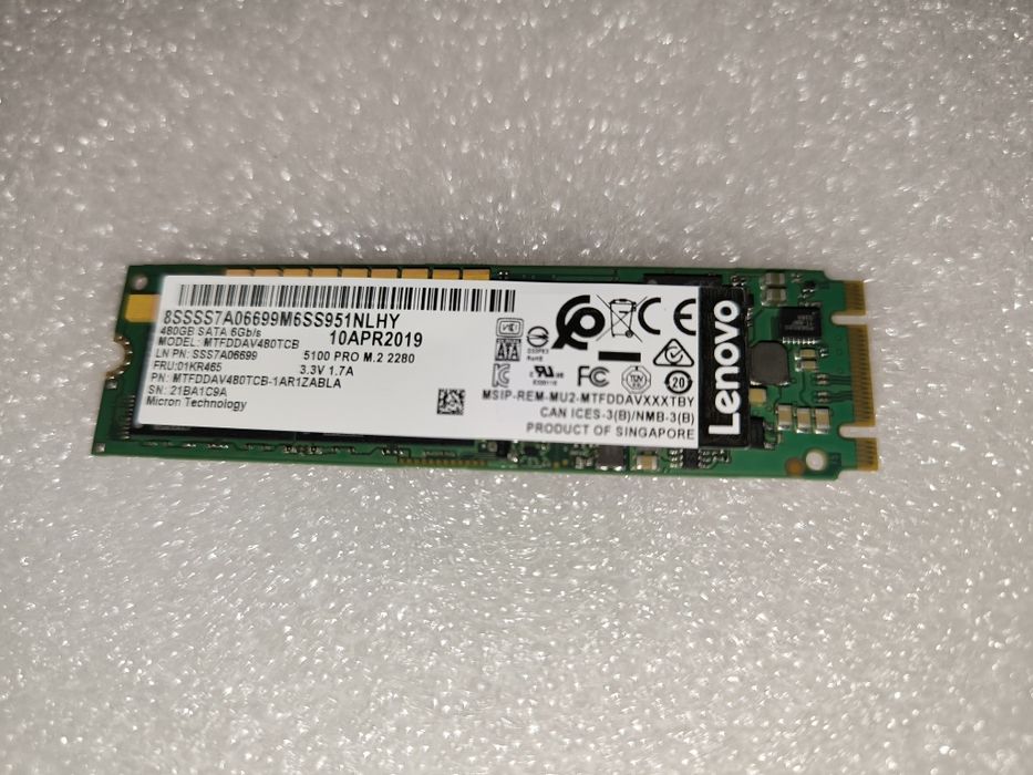 SSD M.2 SATA 480GB Micron 5100 Pro (Lenovo Enterprise Class)