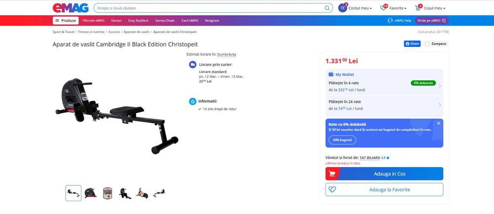 Aparat de vaslit Cambridge II, Christopeit