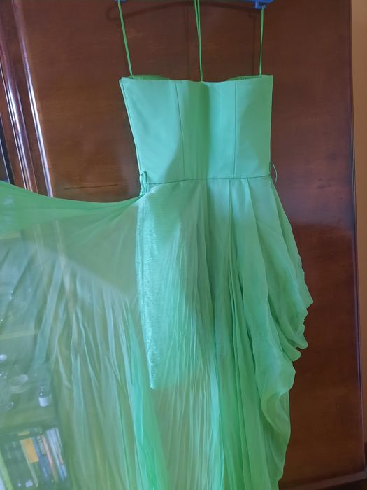 rochie de lux verde matase