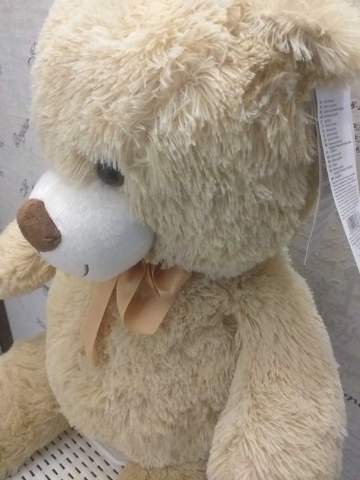 80 см! Голямо плюшено мече с панделка-2 цвята