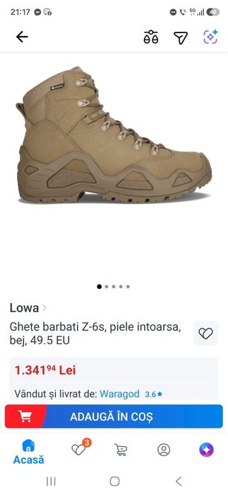 Ghete tactice LOWA Z-6S Coyote Goretex Gtx marimea 38