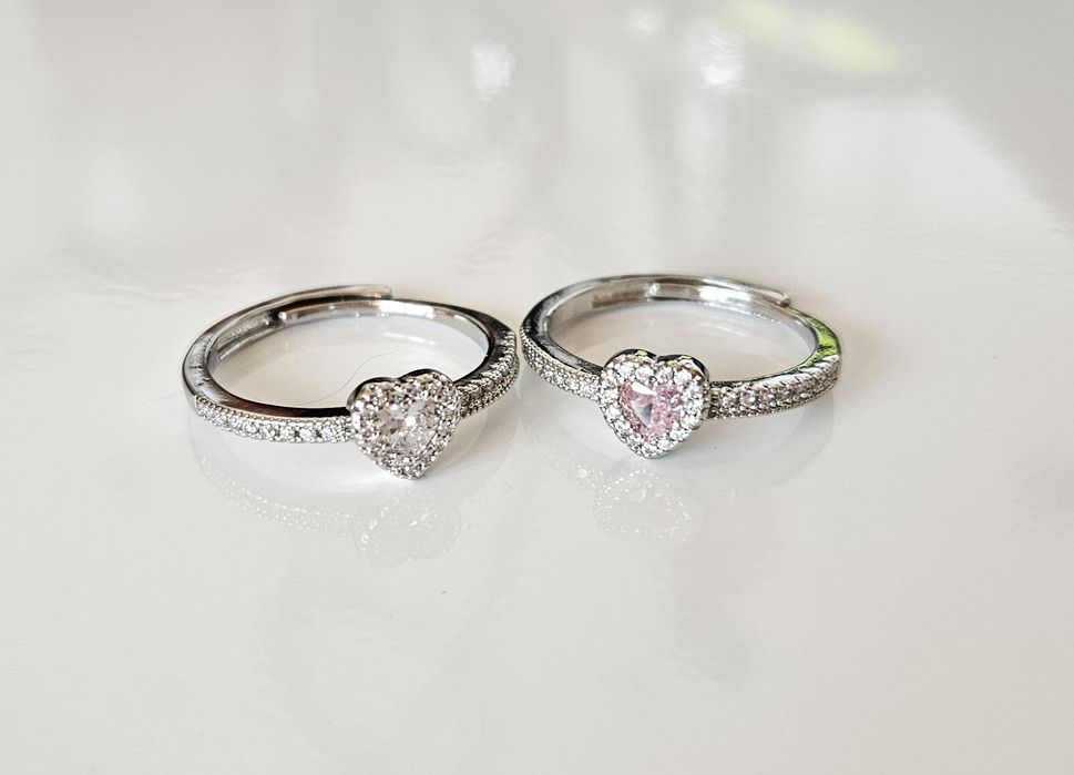 Сребърни дамски пръстени сърце регулируеми