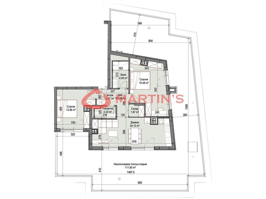 Продава се Тристаен апартамент в София, Сухата река - 105 кв.м за 2539 €/кв.м - Снимка #2