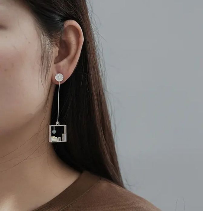 Серьги серебро амазонит натуральный