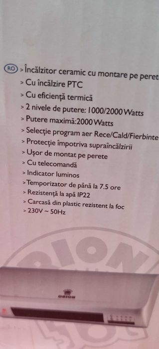 Aeroterma electrica ceramica - ORION OBH-PTC22