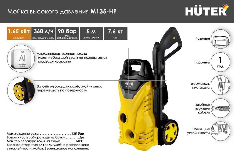 Мойка HUTER M135-HP кешер высокого давления трансбой