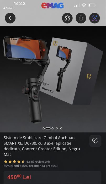 Aochuan SMART XE – Gimbal 3 axe pentru telefon