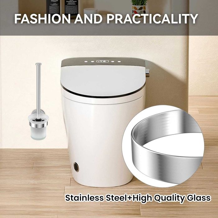 НОВИ! 2 броя Стенна четка за тоалетна, без пробиване, неръждаема стома