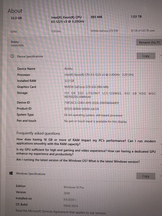 Компютър Lenovo + монитор Dell 24”
