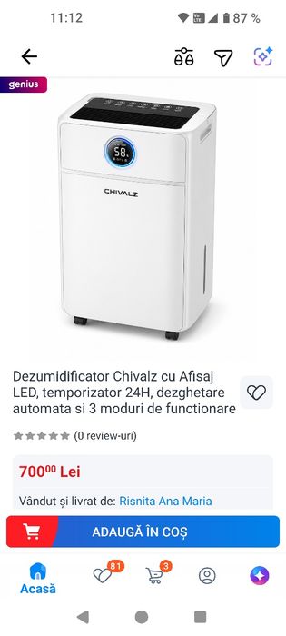 dezumidificator CHIVALZ model DH2088 Nou Sigilat