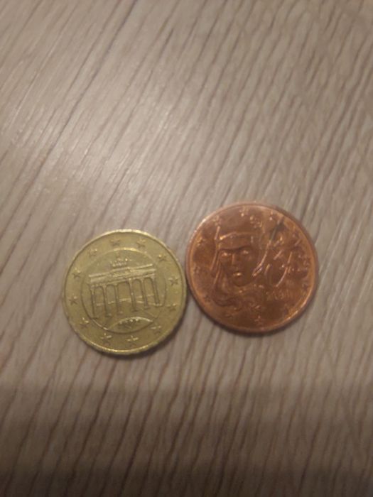 10 евро цента 2002 германия и 5 евро цента Франция 2021
