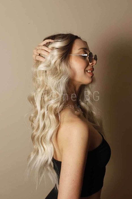 Дълга руса лейс фронт перука на вълни Елиз