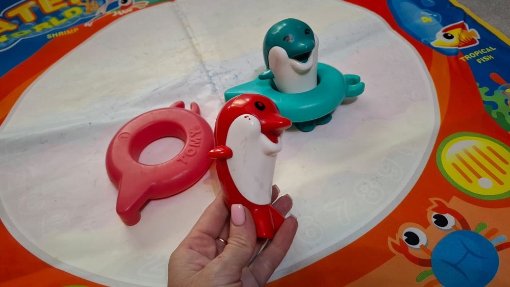 Акваковрик для рисования, игрушки для купания и игра "рыбалка"