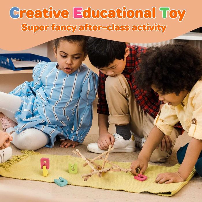 STEM играчки, Физически научен комплект за деца, 12 дървени пръчки