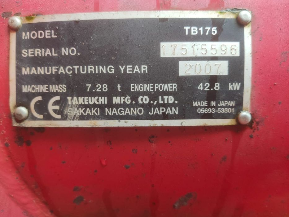 Excavator Tackeuchi TB 175 an 2007