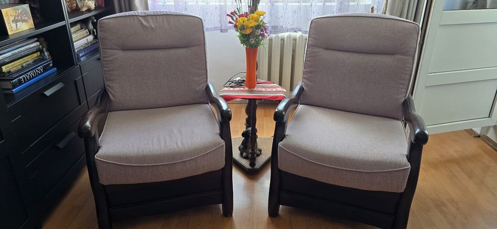 Set canapea trei locuri Roma cu doua fotolii si lemn masiv,lila