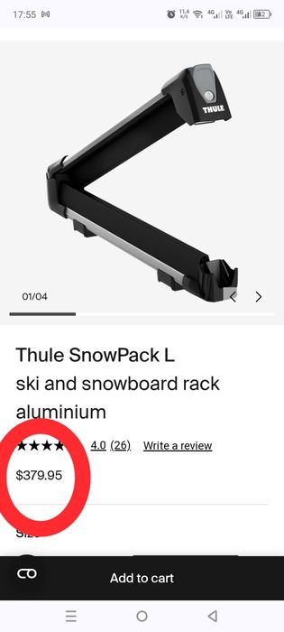 Багажник для лыж и сноуборда, Snowpack