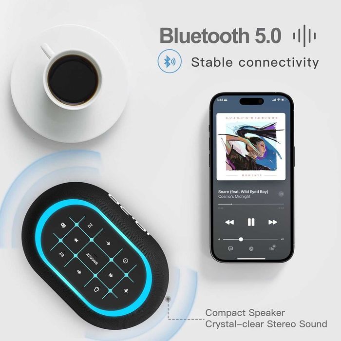 ANJANK Будилник FM радио с Bluetooth високоговорител, стерео звук