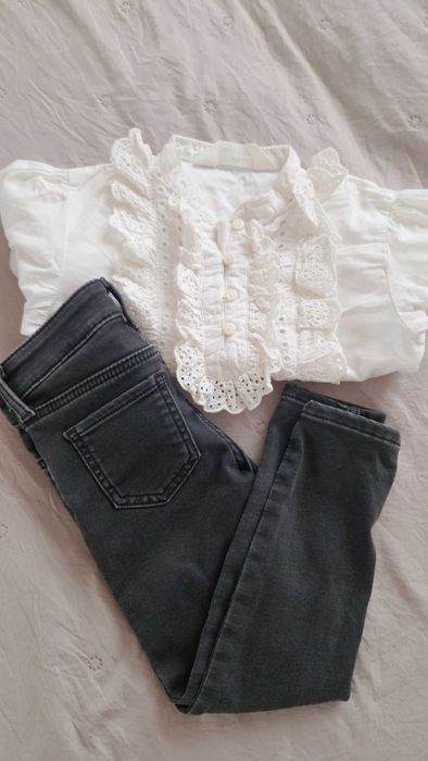 Еластични дънки H&M за момиче черни 3-4 години