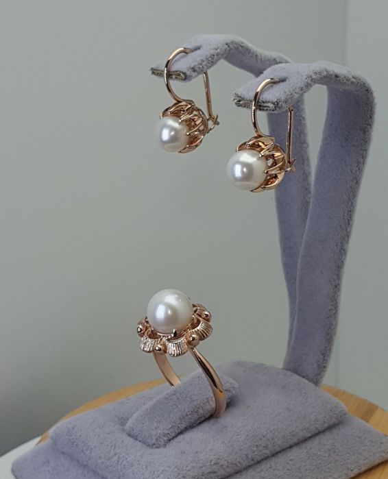 Ссср1982год Ленинградские заводские серьги с натуральным жемчугом 583п