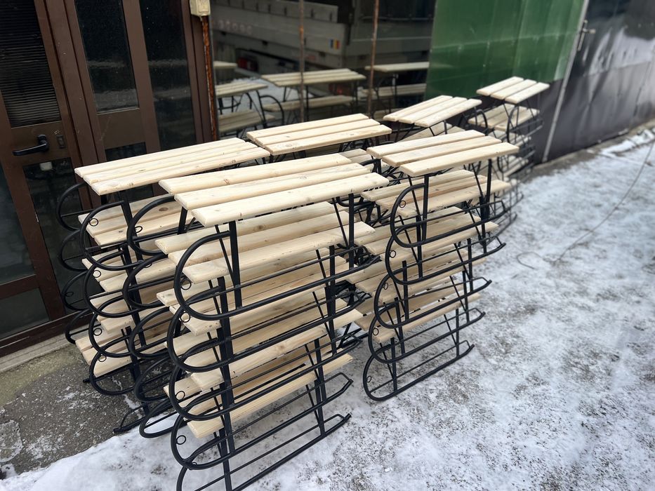 Sanie metal cu sezut lemn pentru copii si adulti