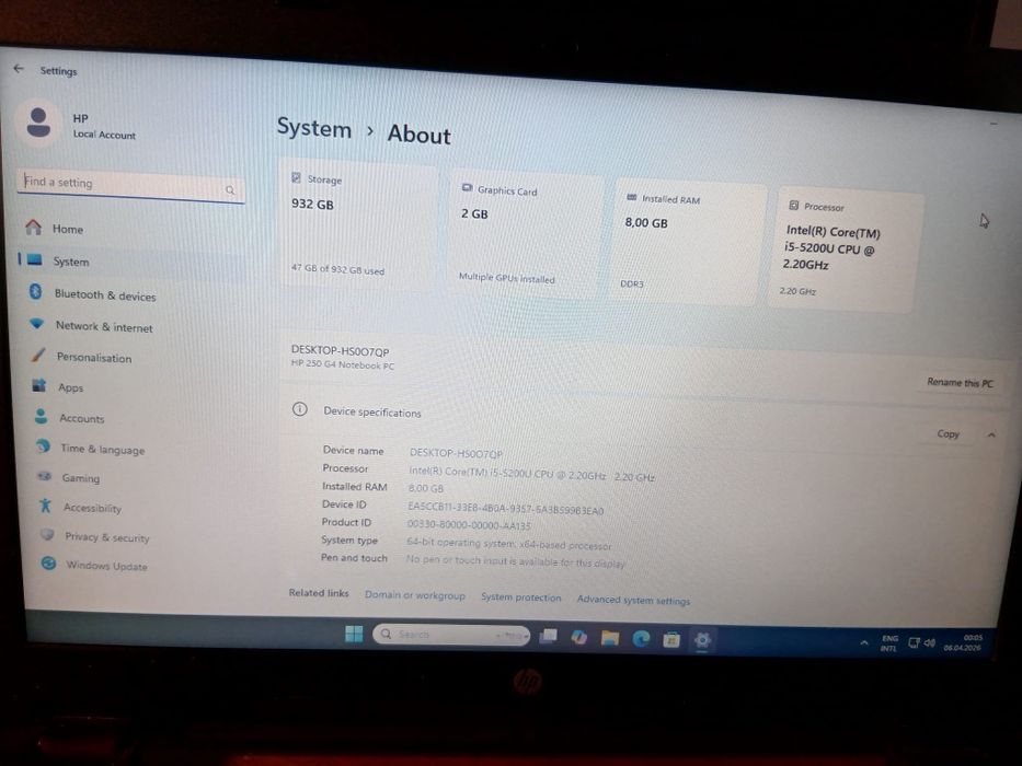 Vand laptop  model HP 250 G4 in stare foarte bună  in Brașov
