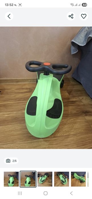 Триколка с кормило Bigjigs - Didicar, зелена