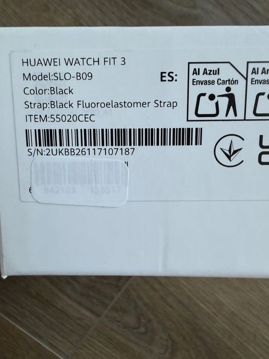 Smartwatch Huawei Watch FIT 3, Black Body with Black Fluoroelastomer Strap