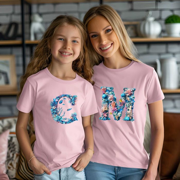 Тениски с Букви за Мама и Аз с пеперуди, цветя, еднорог и още