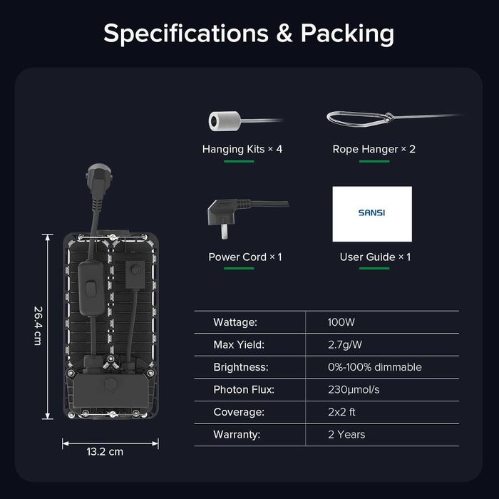 Lampa de creștere 100W pt plante interior, Dimabil, REDUS de la 800RON