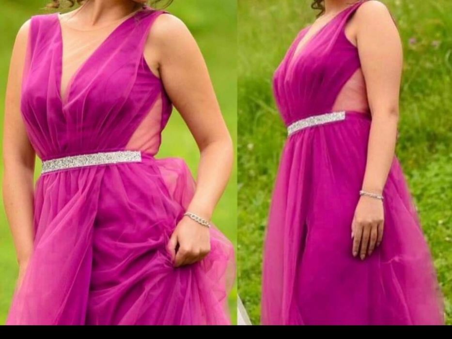 Rochie roz cu volanase