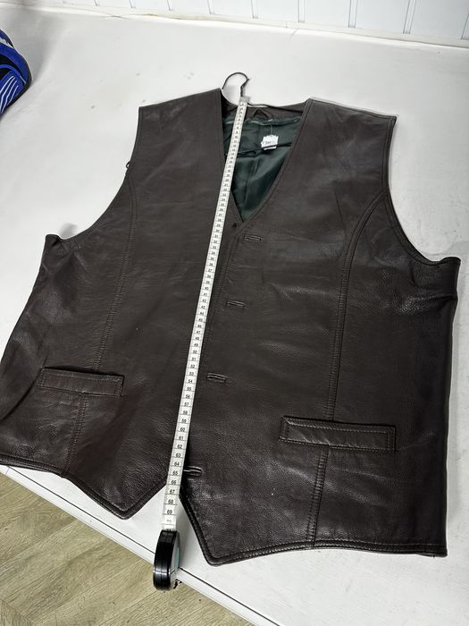 Vesta moto de piele XL maro fara nasturi