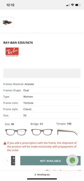 Rame Ochelari Ray Ban Noi /originale / Dama