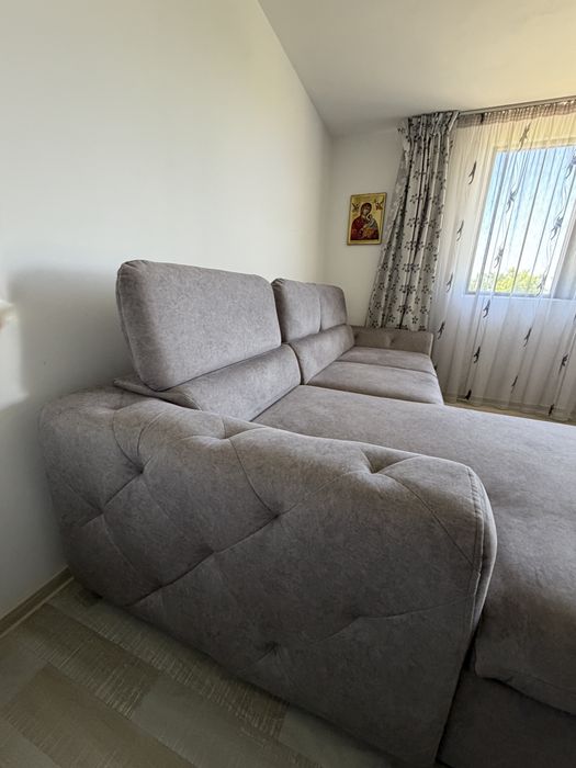 Colțar extensibil Albania, gri, cu ladă depozitare, 260x165 cm, stare foarte bună
