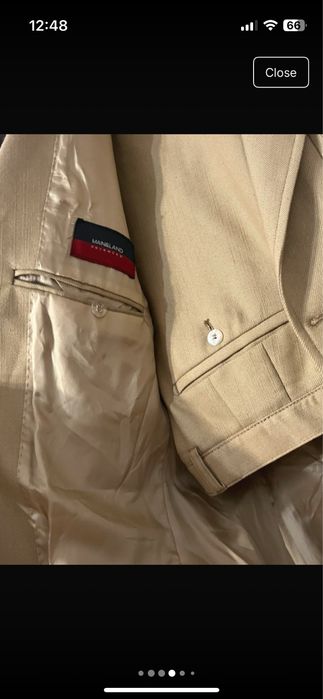 Costum, doua piese, bumbac, crem/bej/mustariu