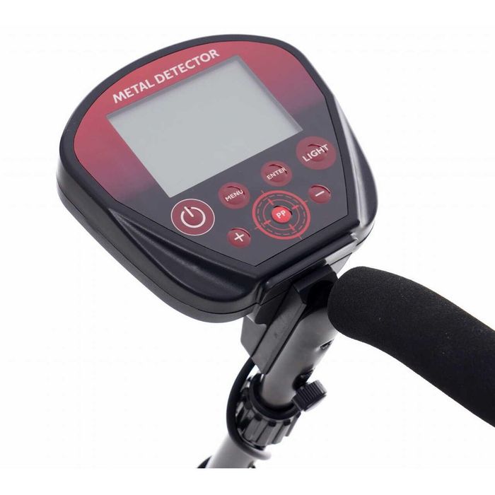 Detector de metale, afișaj LCD, functii DISC și NOTCH, 2 baterii 9V,