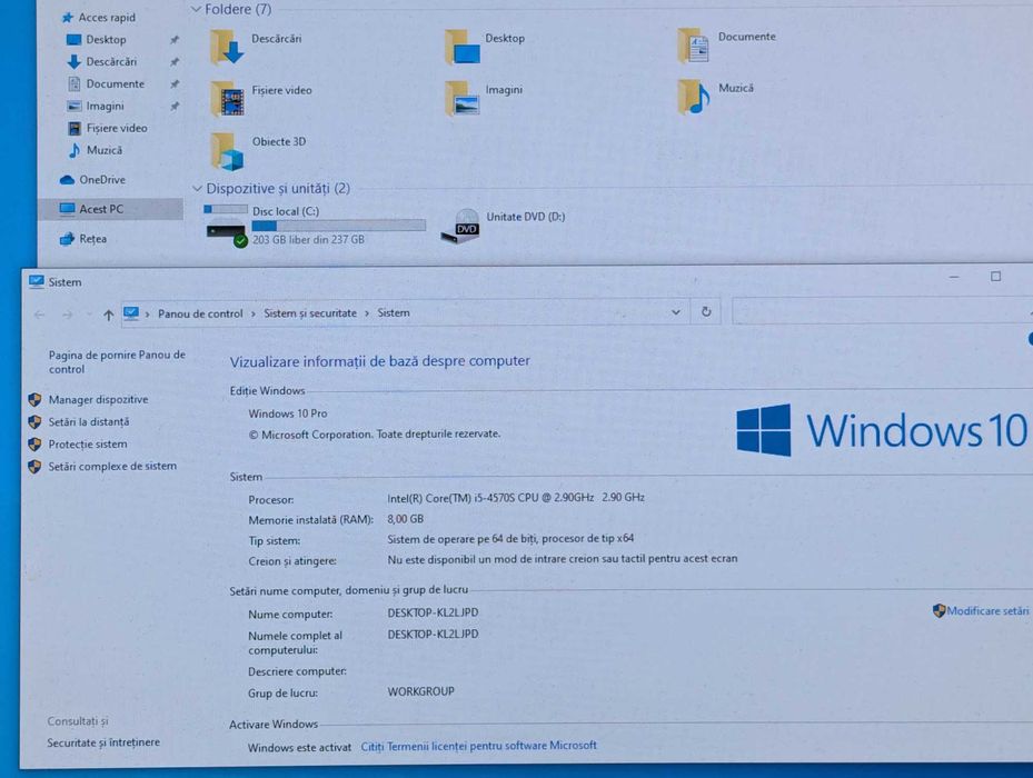 Calculator HP EliteDesk 800 G1 USDT, Core i5-4570s, ram 8 Gb,ssd 256Gb
