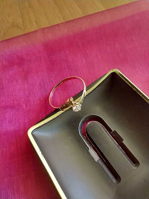 Дамски Пръстен, жълто Злато-14к  с Диамант