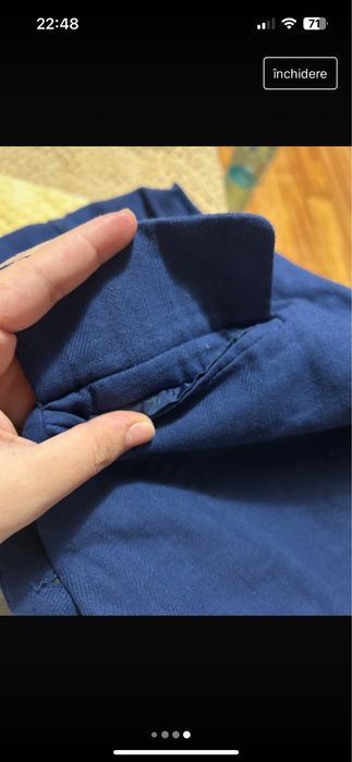 Sacou de in si bumbac cu nasturi bleumarin, de toamna, office, Amisu