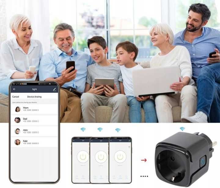 Смарт WiFi Преходник 16A Tuya Контакт Електромер Таймер
