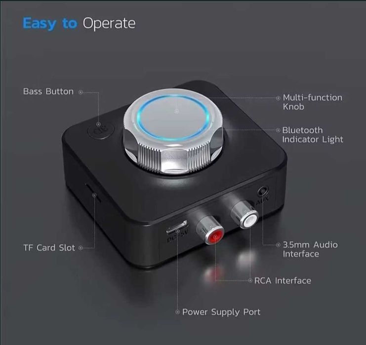 Audio Receptor Bluetooth RCA , Jack Auxiliar cablu inclus bt 5.0 sunet stereo 3D