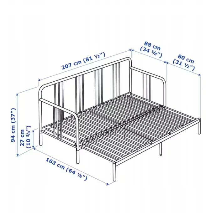 Pat/Camapea extensibila IKEA FYRESDAL cu 2 saltele 80x200 cm