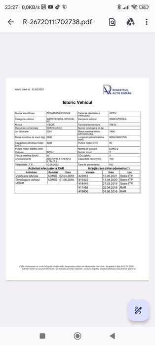 Camion apicol omologat
