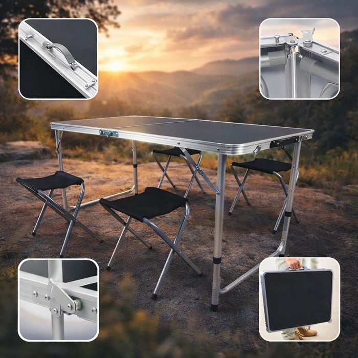 Сгъваема къмпинг маса с 4 стола
