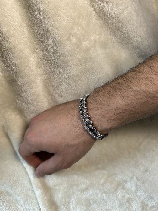 Bratara Cuban Argintie Ice Zirconiu Inox