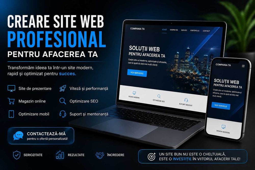 Creare Site Web Profesional pentru Afacea Ta - Atrage clientii mai usor