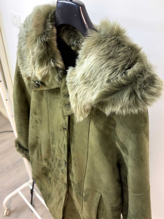 Palton de blana naturala, verde / DAMA / marime 42