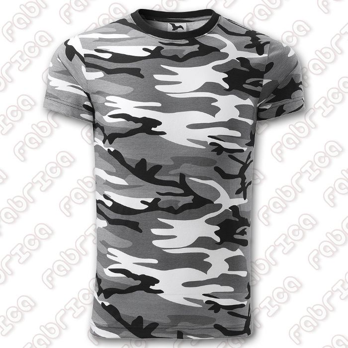 Tricou de vanatoare, model camuflaj verde/maro/gri, diverse marimi