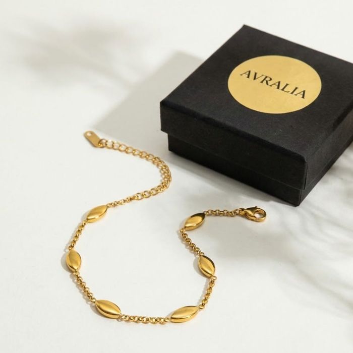 Bratara Premium Placata Aur 18K - Model Oval Geometric, Set Cadou