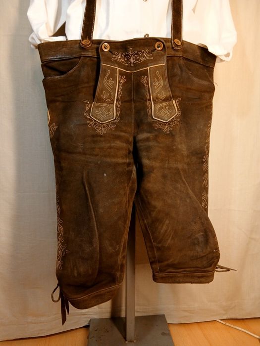 Pantaloni Oktoberfest Lederhose bavarezi vintage